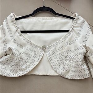 Chic Cream Embellished Women's Blouse